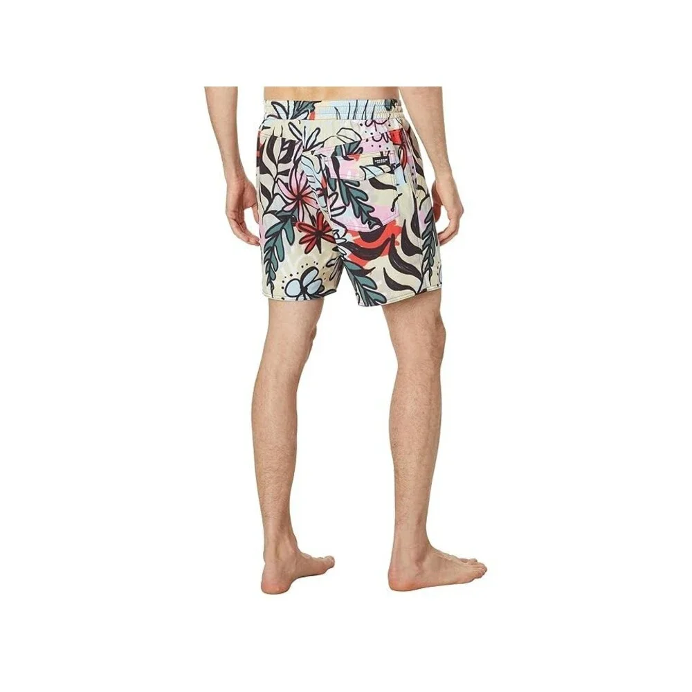Volcom Sanctorium Trunk Shorts Men Large Multi Floral Drawstring Swimwear BUU950